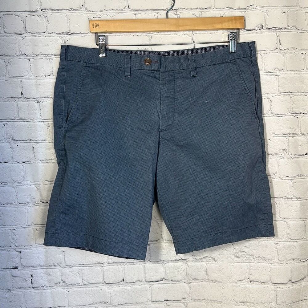 Ted Baker Men's Shorlid Slim Fit Geo Print Chino‎ Shorts Blue Size 38R